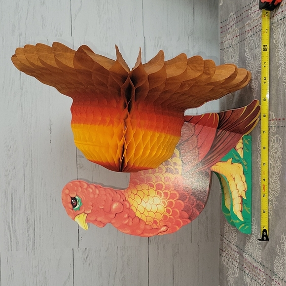 Vintage | 90s Large Honeycomb Turkey Paper Party Decoration | Thanksgiving Fall - Picture 4 of 12